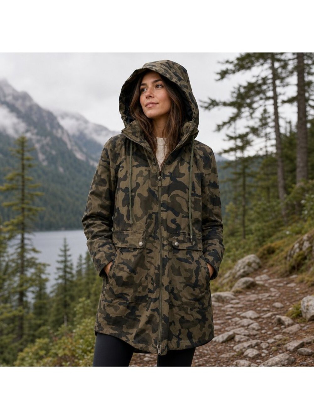 Escalier Women’s Size 14 XL Jacket Camouflage Hunting Military Pockets Full Zip